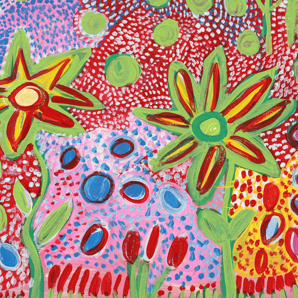 Aboriginal Artwork by Gwenneth Blitner, Long Billabong, 100x100cm