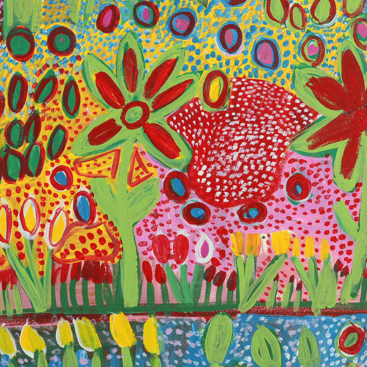 Aboriginal Artwork by Gwenneth Blitner, Long Billabong, 100x100cm