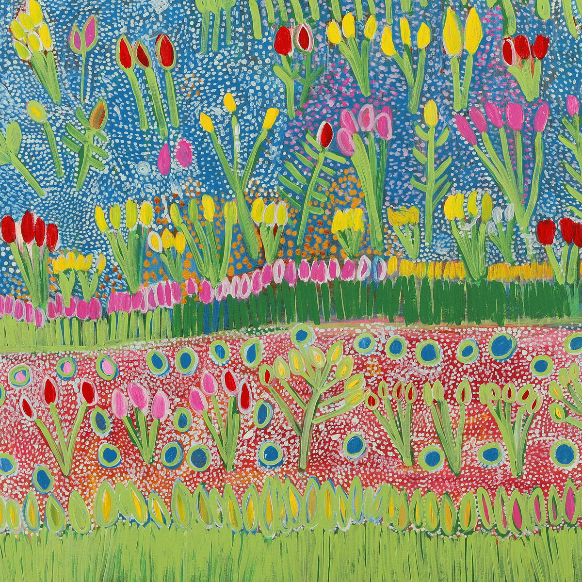 Aboriginal Artwork by Gwenneth Blitner, Long Billabong, 100x100cm