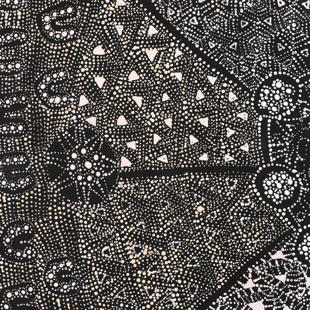 Aboriginal Artwork by Hilda Nakamarra Rogers, Lukarrara Jukurrpa, 91x91cm