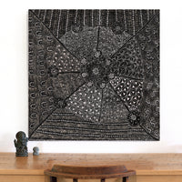 Aboriginal Artwork by Hilda Nakamarra Rogers, Lukarrara Jukurrpa, 91x91cm