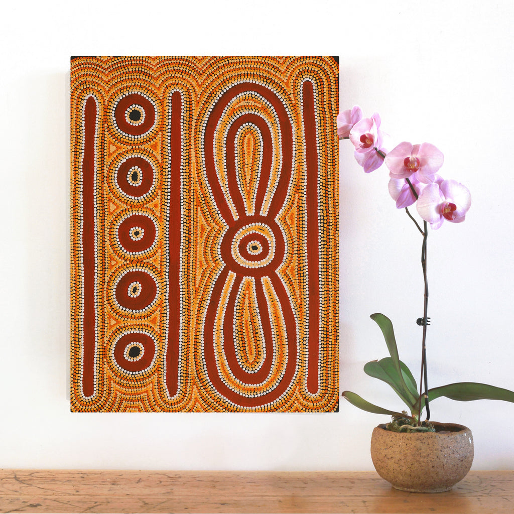 Hamish Japanangka Martin, Ngalyipi Jukurrpa (Snakevine Dreaming) - Mina Mina, 76x46cm