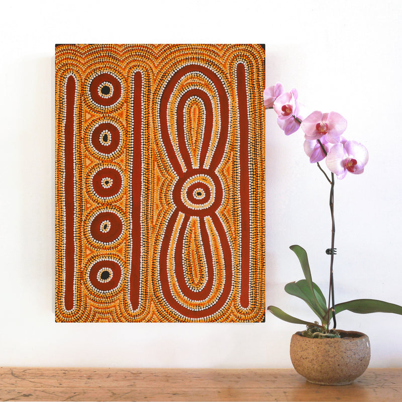 Hamish Japanangka Martin, Ngalyipi Jukurrpa (Snakevine Dreaming) - Mina Mina, 76x46cm