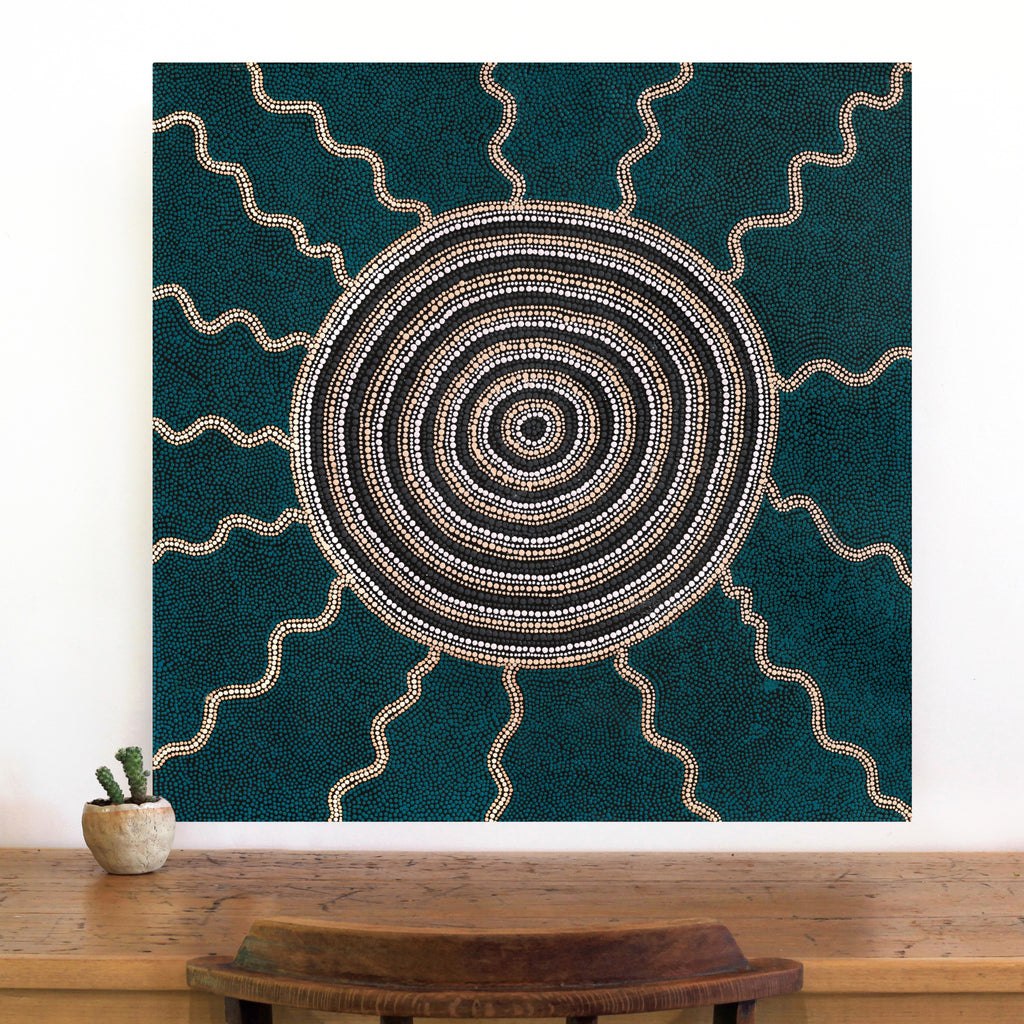 Aboriginal Artwork by Hazel Nungarrayi Morris, Yarungkanyi Jukurrpa (Mt Doreen Dreaming), 76x76cm