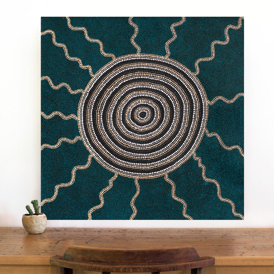 Aboriginal Artwork by Hazel Nungarrayi Morris, Yarungkanyi Jukurrpa (Mt Doreen Dreaming), 76x76cm