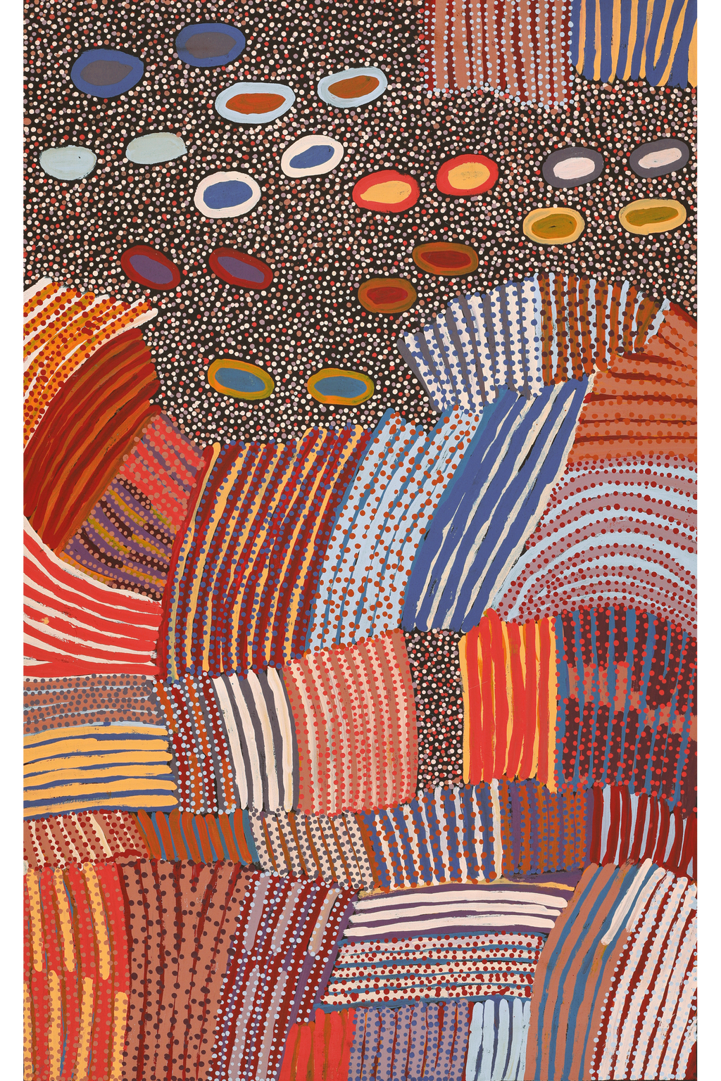 Aboriginal Artwork by Helen Nungarrayi Reed, Lupul Jukurrpa, 122x76cm