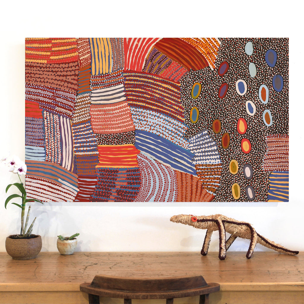 Aboriginal Artwork by Helen Nungarrayi Reed, Lupul Jukurrpa, 122x76cm