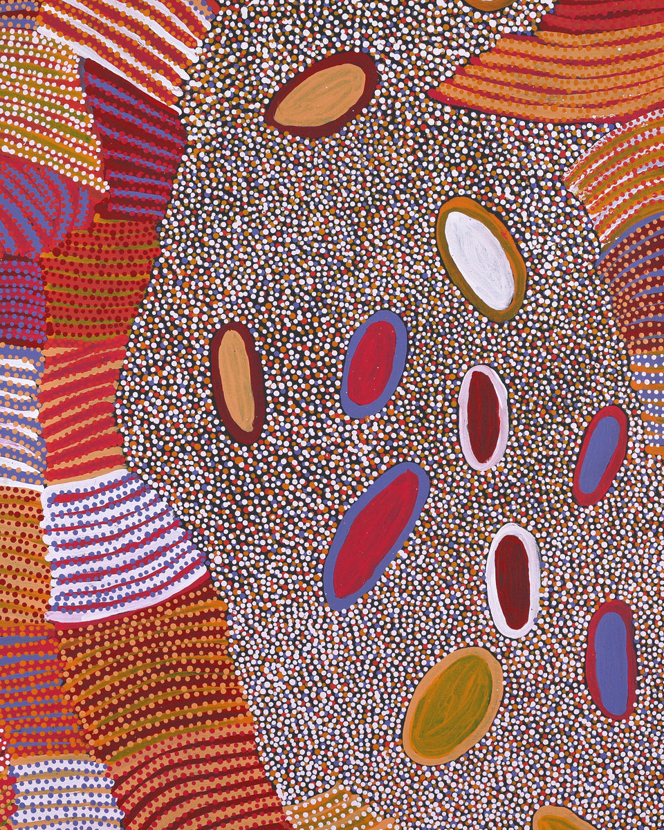 Aboriginal Artwork by Helen Nungarrayi Reed, Lupul Jukurrpa, 122x107cm