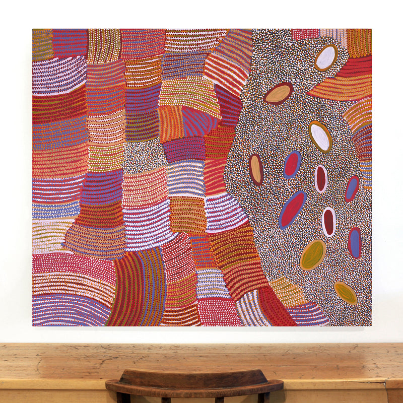 Aboriginal Artwork by Helen Nungarrayi Reed, Lupul Jukurrpa, 122x107cm