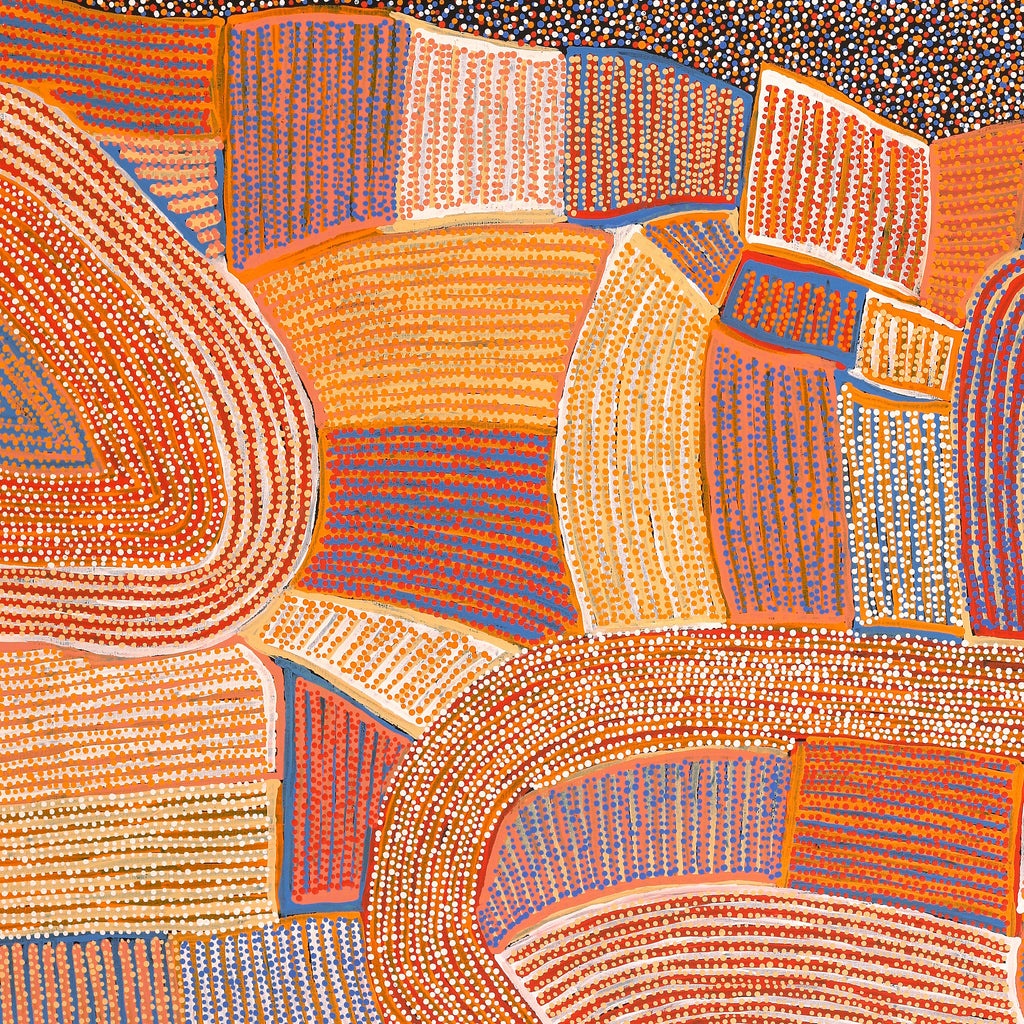 Aboriginal Art by Helen Nungarrayi Reed, Lupul Jukurrpa, 122x107cm - ART ARK®