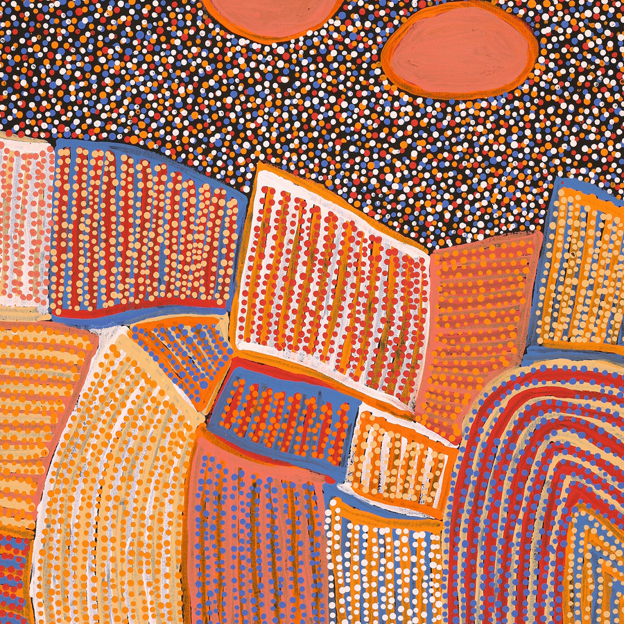 Aboriginal Artwork by Helen Nungarrayi Reed, Lupul Jukurrpa, 122x107cm