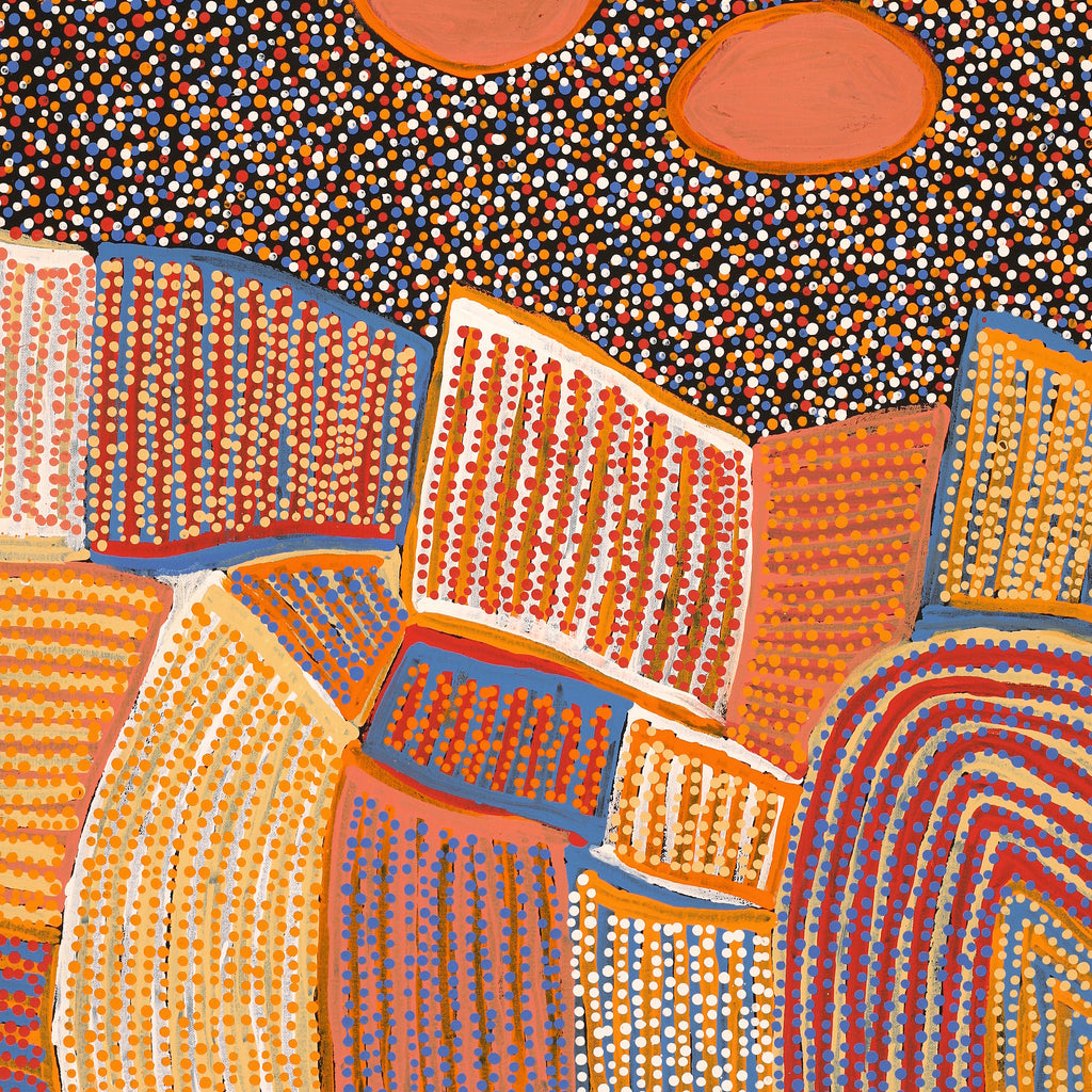 Aboriginal Art by Helen Nungarrayi Reed, Lupul Jukurrpa, 122x107cm - ART ARK®