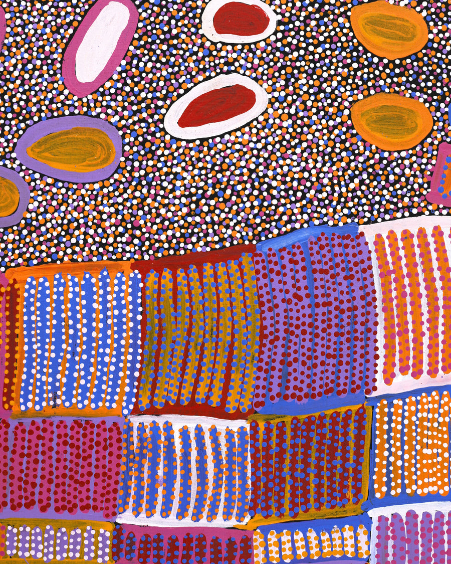 Aboriginal Artwork by Helen Nungarrayi Reed, Lupul Jukurrpa, 152x107cm