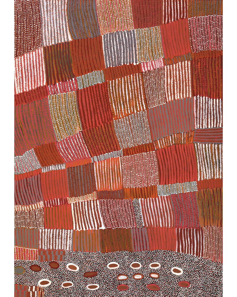 Aboriginal Artwork by Helen Nungarrayi Reed, Lupul Jukurrpa, 152x107cm