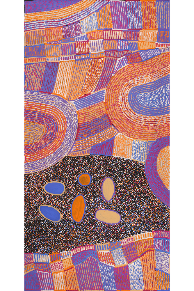 Aboriginal Artwork by Helen Nungarrayi Reed, Lupul Jukurrpa, 182x91cm