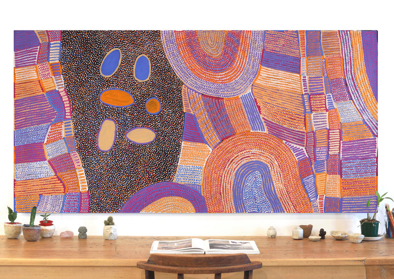 Aboriginal Artwork by Helen Nungarrayi Reed, Lupul Jukurrpa, 182x91cm