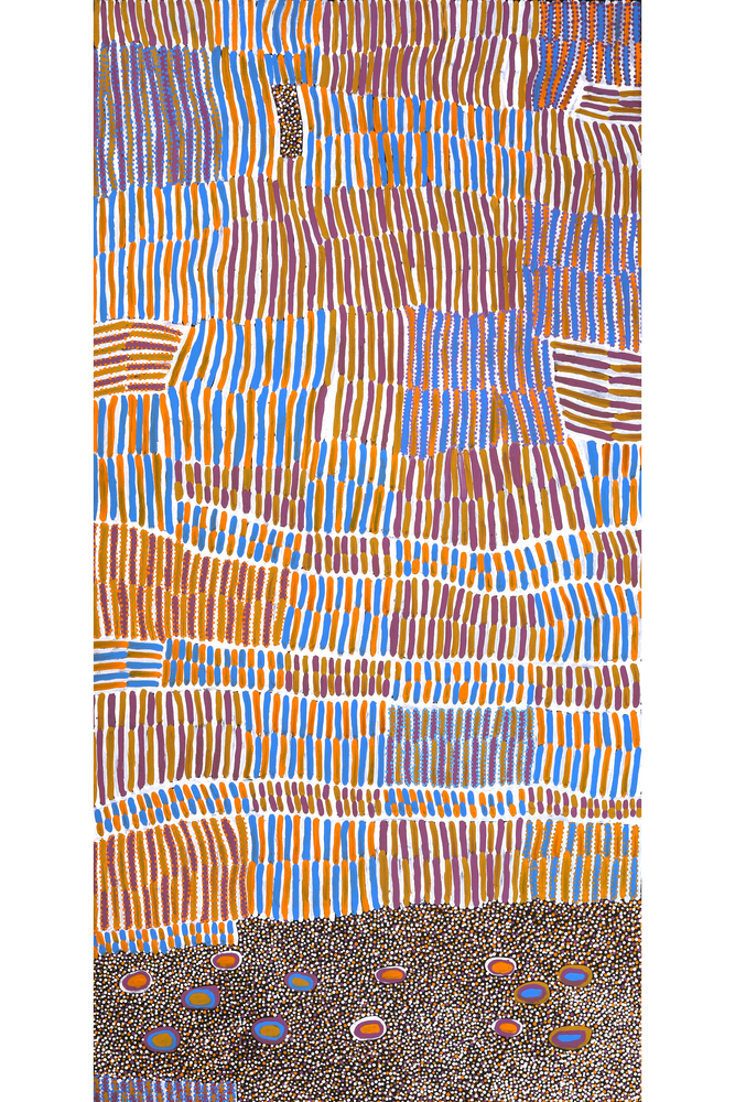 Aboriginal Artwork by Helen Nungarrayi Reed, Lupul Jukurrpa, 183x91cm