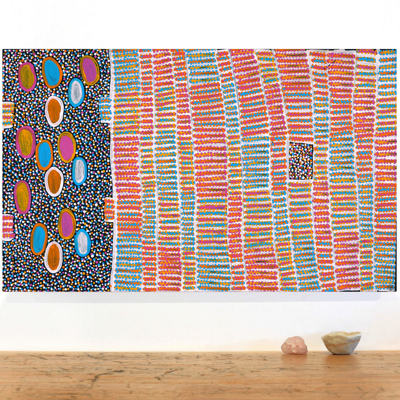 Aboriginal Artwork by Helen Nungarrayi Reed, Lupul Jukurrpa, 76x46cm
