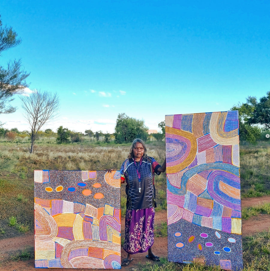 Aboriginal Artwork by Helen Nungarrayi Reed, Lupul Jukurrpa, 122x76cm