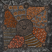 Aboriginal Artwork by Hilda Nakamarra Rogers, Lukarrara Jukurrpa, 107x107cm