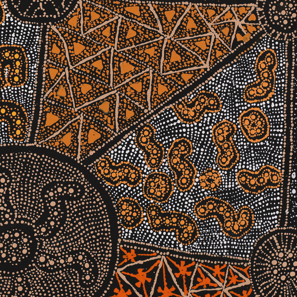 Aboriginal Artwork by Hilda Nakamarra Rogers, Lukarrara Jukurrpa, 107x107cm
