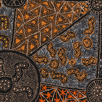 Aboriginal Artwork by Hilda Nakamarra Rogers, Lukarrara Jukurrpa, 107x107cm