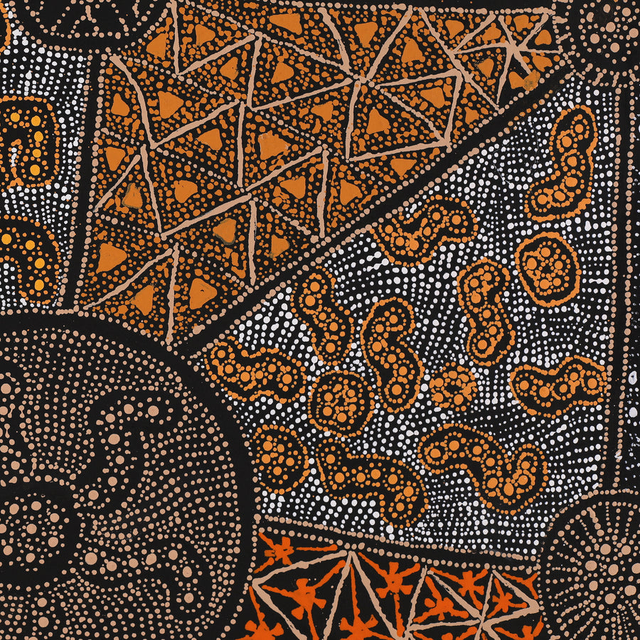 Aboriginal Artwork by Hilda Nakamarra Rogers, Lukarrara Jukurrpa, 107x107cm