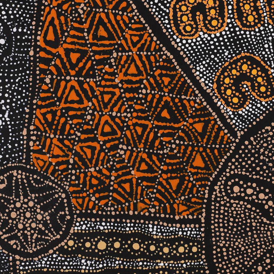 Aboriginal Artwork by Hilda Nakamarra Rogers, Lukarrara Jukurrpa, 107x107cm