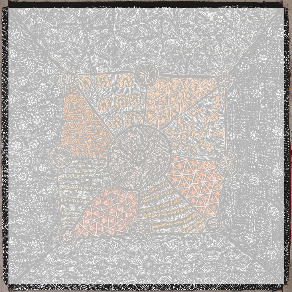 Aboriginal Artwork by Hilda Nakamarra Rogers, Lukarrara Jukurrpa, 107x107cm