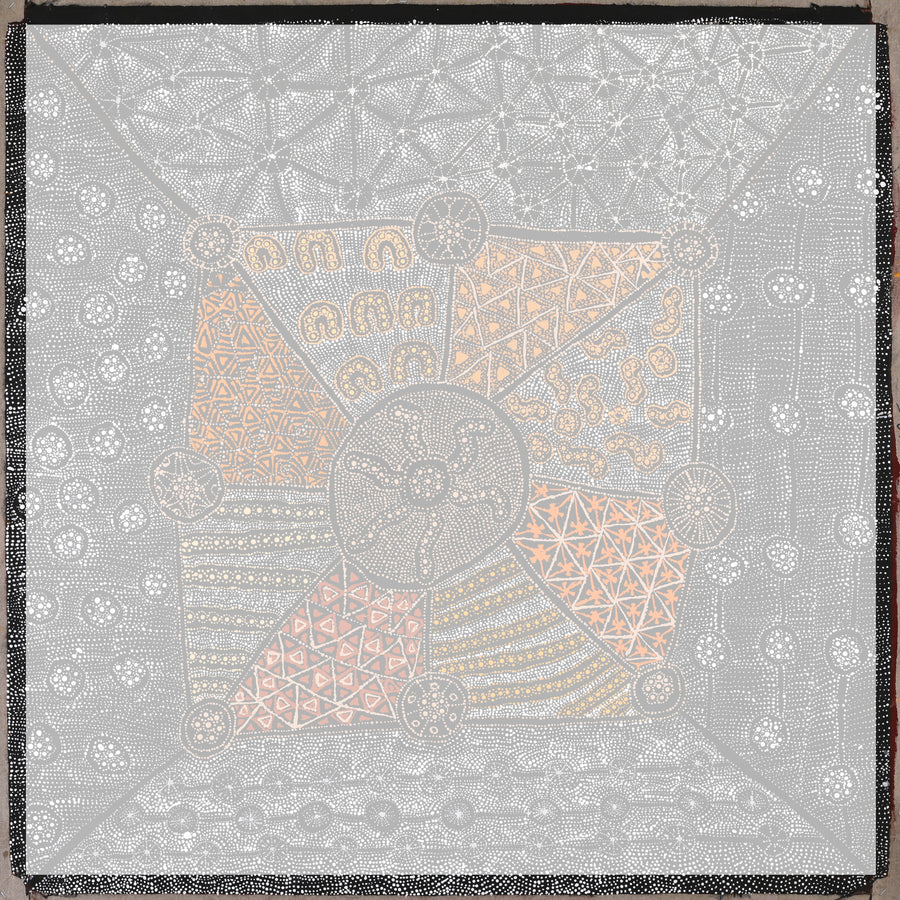 Aboriginal Artwork by Hilda Nakamarra Rogers, Lukarrara Jukurrpa, 107x107cm