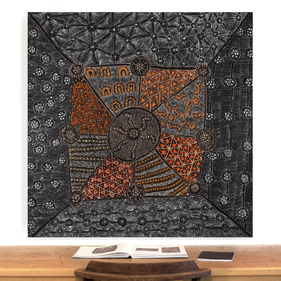 Aboriginal Artwork by Hilda Nakamarra Rogers, Lukarrara Jukurrpa, 107x107cm
