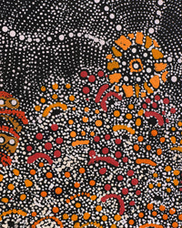 Aboriginal Artwork by Hilda Nakamarra Rogers, Lukarrara Jukurrpa, 107x30cm
