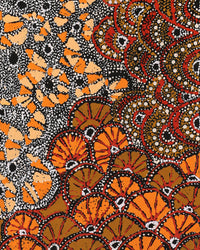 Aboriginal Artwork by Hilda Nakamarra Rogers, Lukarrara Jukurrpa, 107x30cm