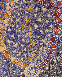Aboriginal Artwork by Hilda Nakamarra Rogers, Lukarrara Jukurrpa, 107x30cm
