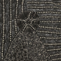 Aboriginal Artwork by Hilda Nakamarra Rogers, Lukarrara Jukurrpa (Desert Fringe-rush Seed Dreaming), 107x46cm
