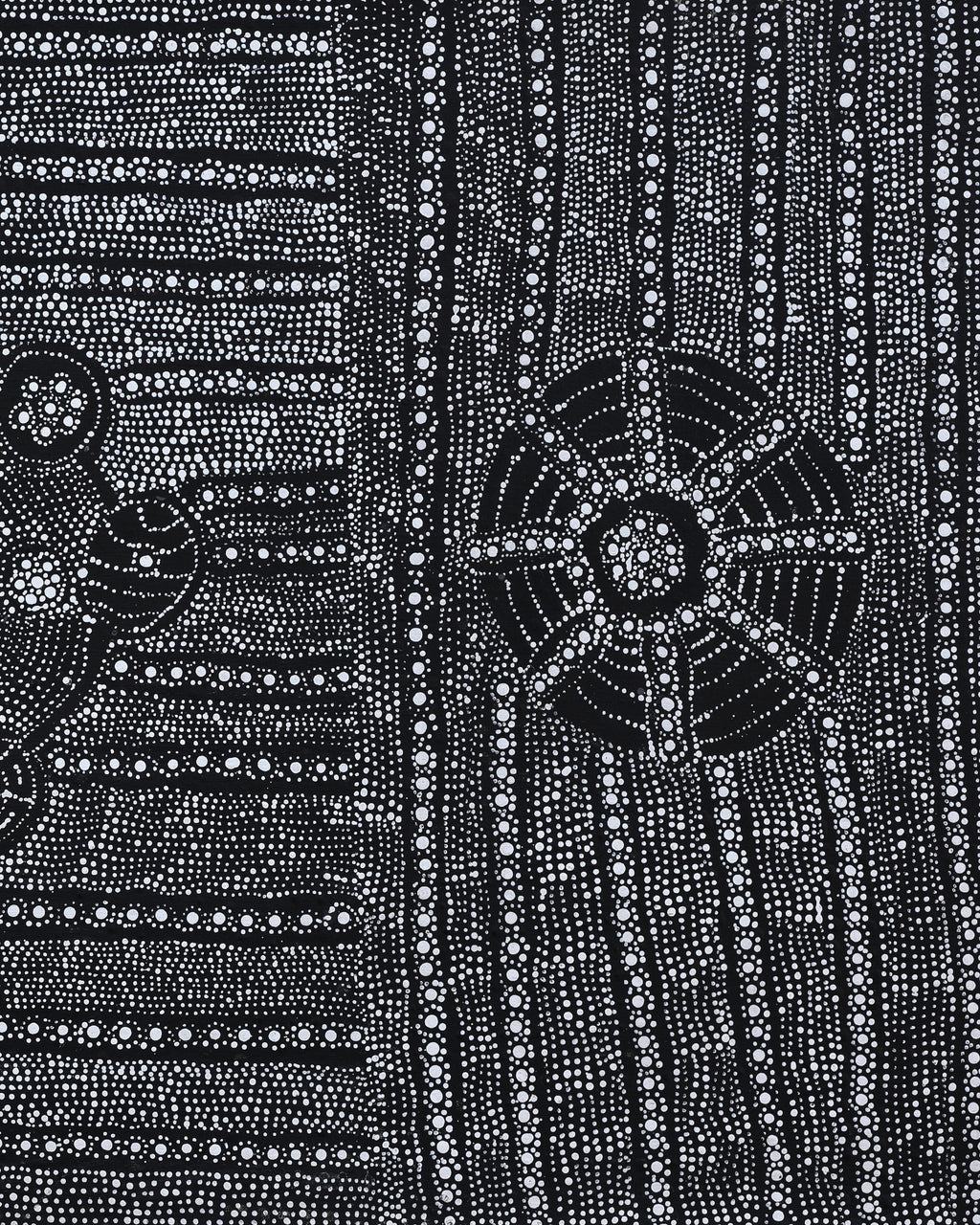 Aboriginal Artwork by Hilda Nakamarra Rogers, Lukarrara Jukurrpa, 122x61cm