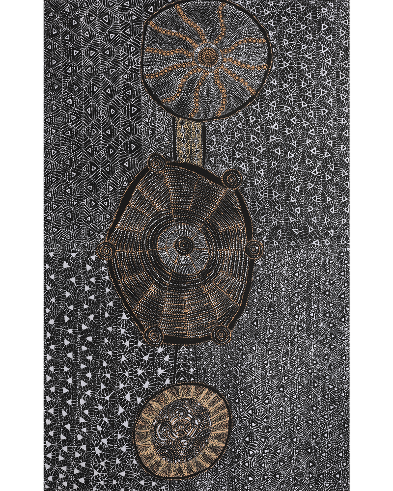 Aboriginal Artwork by Hilda Nakamarra Rogers, Lukarrara Jukurrpa, 122x76cm