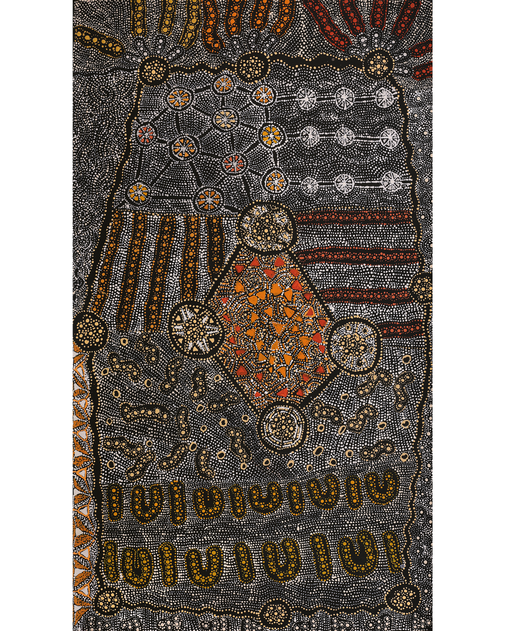 Aboriginal Artwork by Hilda Nakamarra Rogers, Lukarrara Jukurrpa, 107x61cm