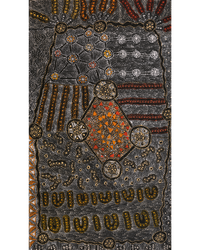 Aboriginal Artwork by Hilda Nakamarra Rogers, Lukarrara Jukurrpa, 107x61cm