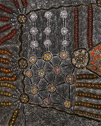 Aboriginal Artwork by Hilda Nakamarra Rogers, Lukarrara Jukurrpa, 107x61cm
