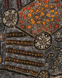 Aboriginal Artwork by Hilda Nakamarra Rogers, Lukarrara Jukurrpa, 107x61cm