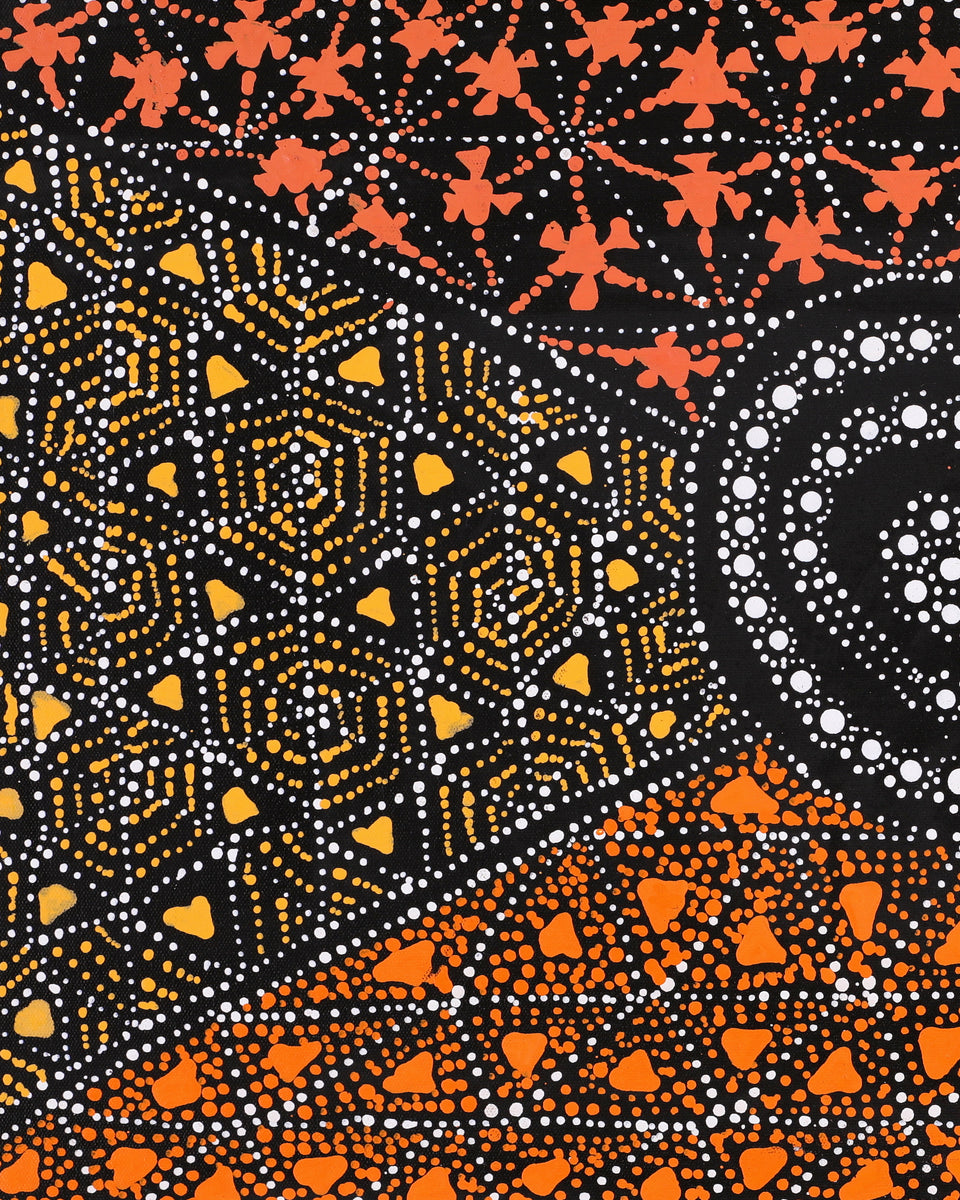 Aboriginal Artwork by Hilda Nakamarra Rogers, Lukarrara Jukurrpa, 61x30cm