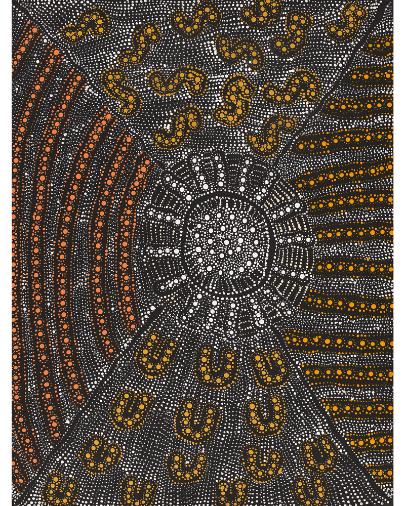 Aboriginal Artwork by Hilda Nakamarra Rogers, Lukarrara Jukurrpa, 61x46cm