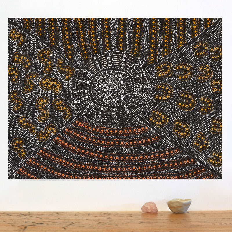 Aboriginal Artwork by Hilda Nakamarra Rogers, Lukarrara Jukurrpa, 61x46cm