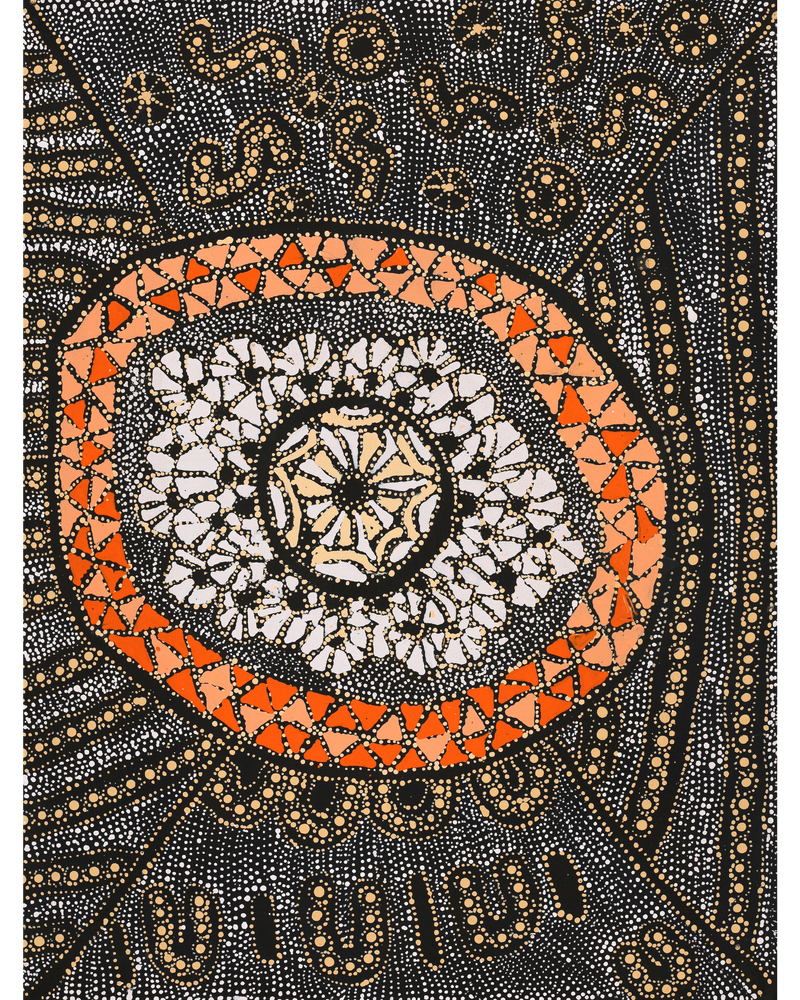 Aboriginal Artwork by Hilda Nakamarra Rogers, Lukarrara Jukurrpa, 61x46cm