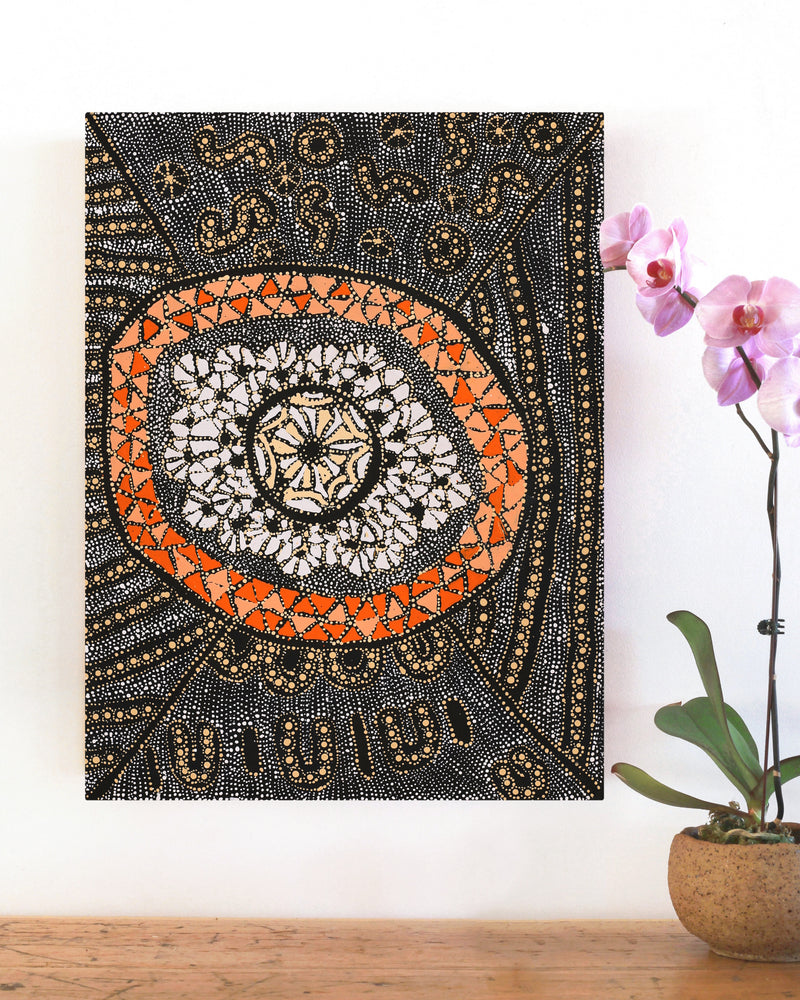 Aboriginal Artwork by Hilda Nakamarra Rogers, Lukarrara Jukurrpa, 61x46cm