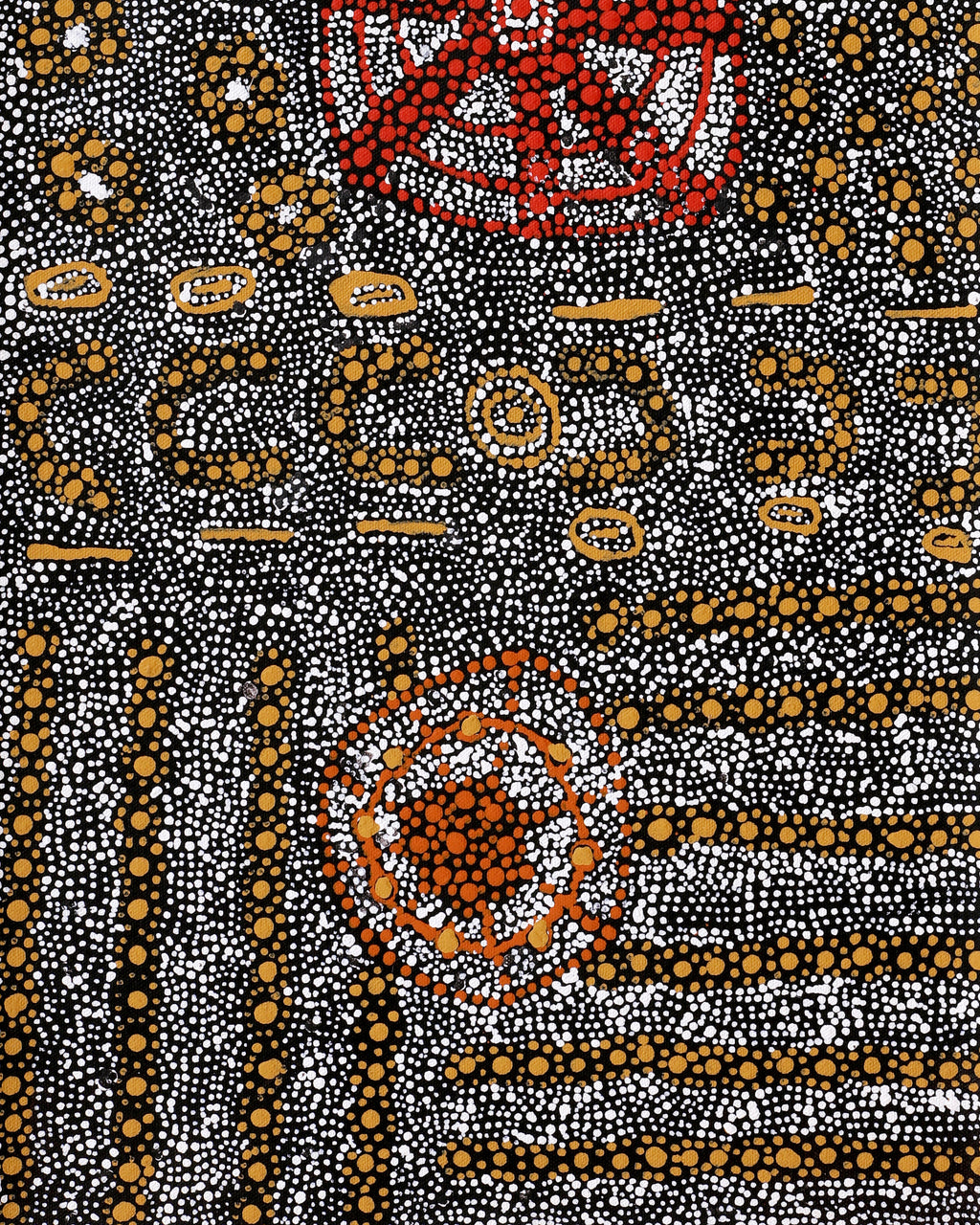 Aboriginal Artwork by Hilda Nakamarra Rogers, Lukarrara Jukurrpa, 76x30cm