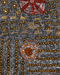 Aboriginal Artwork by Hilda Nakamarra Rogers, Lukarrara Jukurrpa, 76x30cm