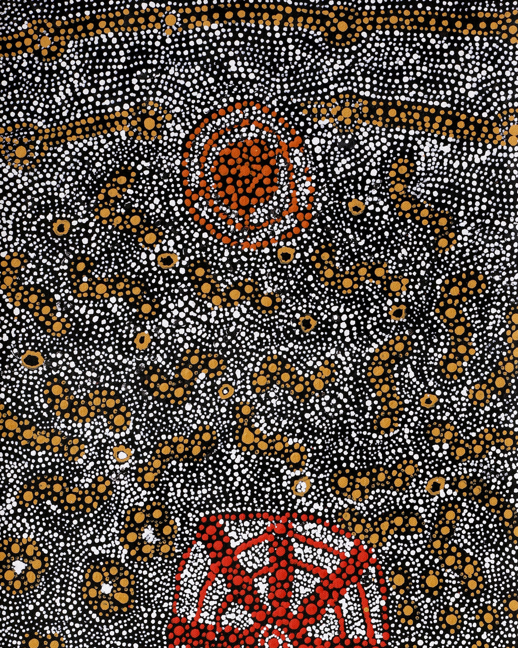 Aboriginal Artwork by Hilda Nakamarra Rogers, Lukarrara Jukurrpa, 76x30cm