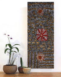 Aboriginal Artwork by Hilda Nakamarra Rogers, Lukarrara Jukurrpa, 76x30cm
